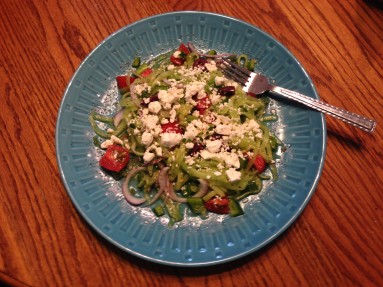 Spiralized Greek Cucumber Salad